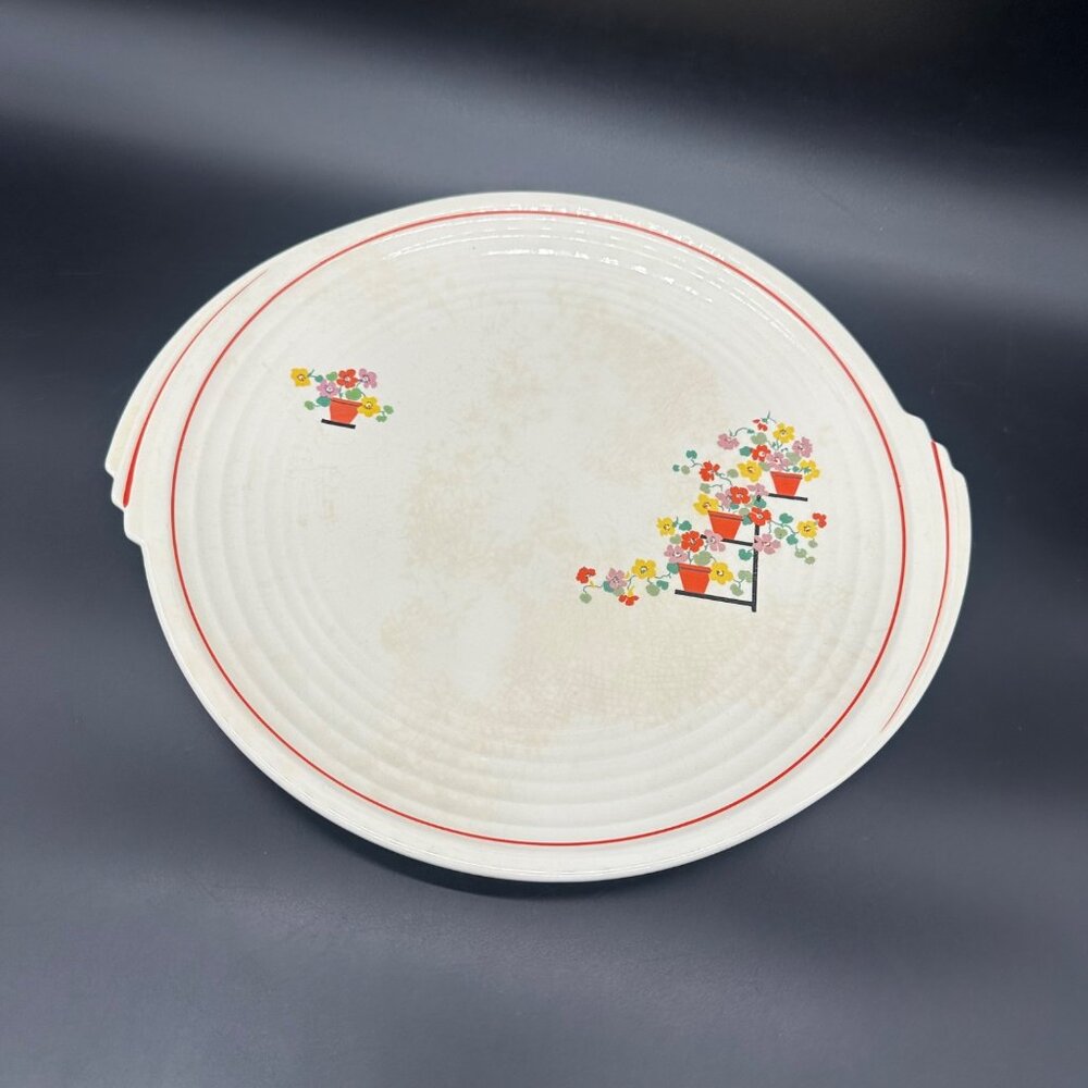 Vintage Chop Plate Platter Floral 1940s Penthouse Knowles Yorktown USA Flowers